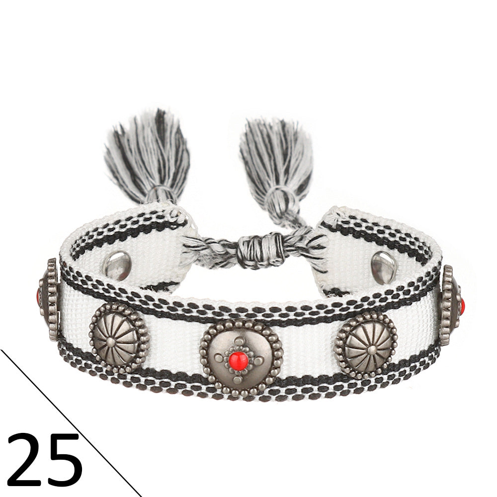 Wholesale Creative Rivet Alloy Woven Bracelets